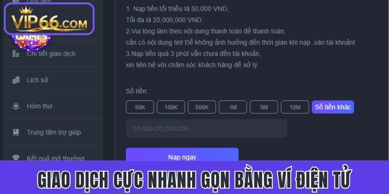 Giao dịch cực nhanh gọn bằng ví điện tử